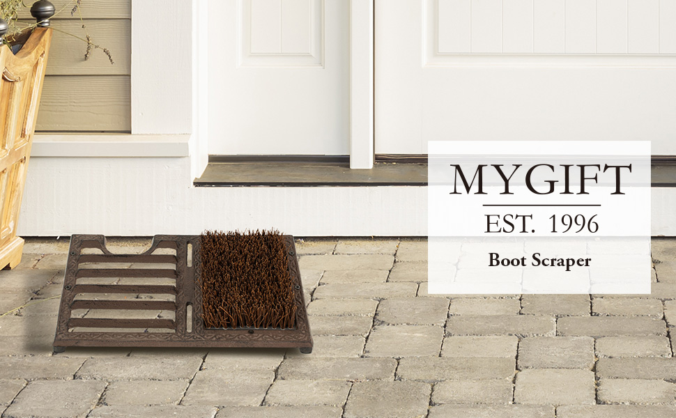 Heavy Duty Rustic Cast Iron Vintage Style Angled Shoe Bottom Dirt Cleaner/Outdoor Boot Scraper