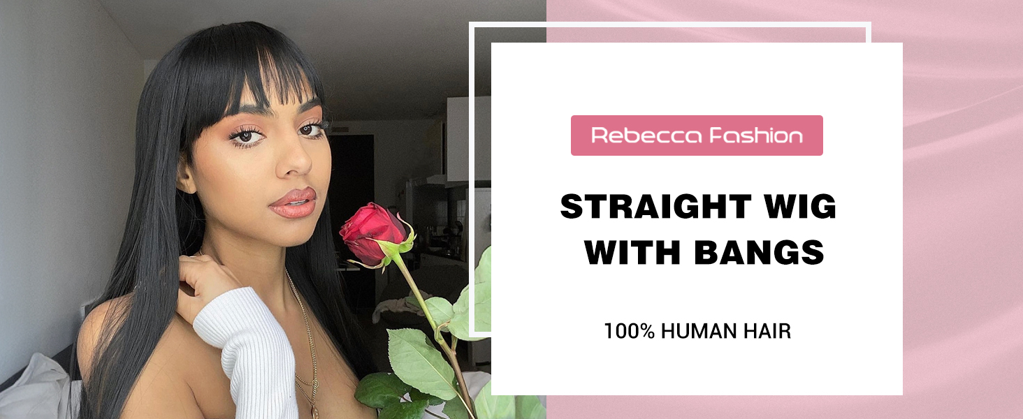 human hair wig with bangs