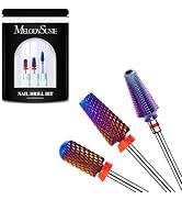 MelodySusie 3Pcs Nail Drill Bits Set, 3/32'' Carbide Tungsten Bits, 5 in 1, Smooth Round Top Larg...