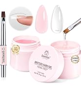 Beetles Hema Free Hard Gel for Nails-2 Pcs 1oz 9 in 1 Clear Jelly Pink UV/LED Lamp Cured Sculptin...