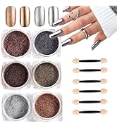 6 Boxes Chrome Nail Powder Metallic Mirror Effect Chrome Powder for Nails Holographic Aurora Chro...
