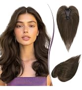 RUWISS Hair Toppers for Women Real Human Hair without Bangs Lightweight Brown Clip in Hair Piece ...