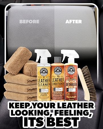 Leather Cleaner & Conditioner Car Interior kit with Towels and Brush