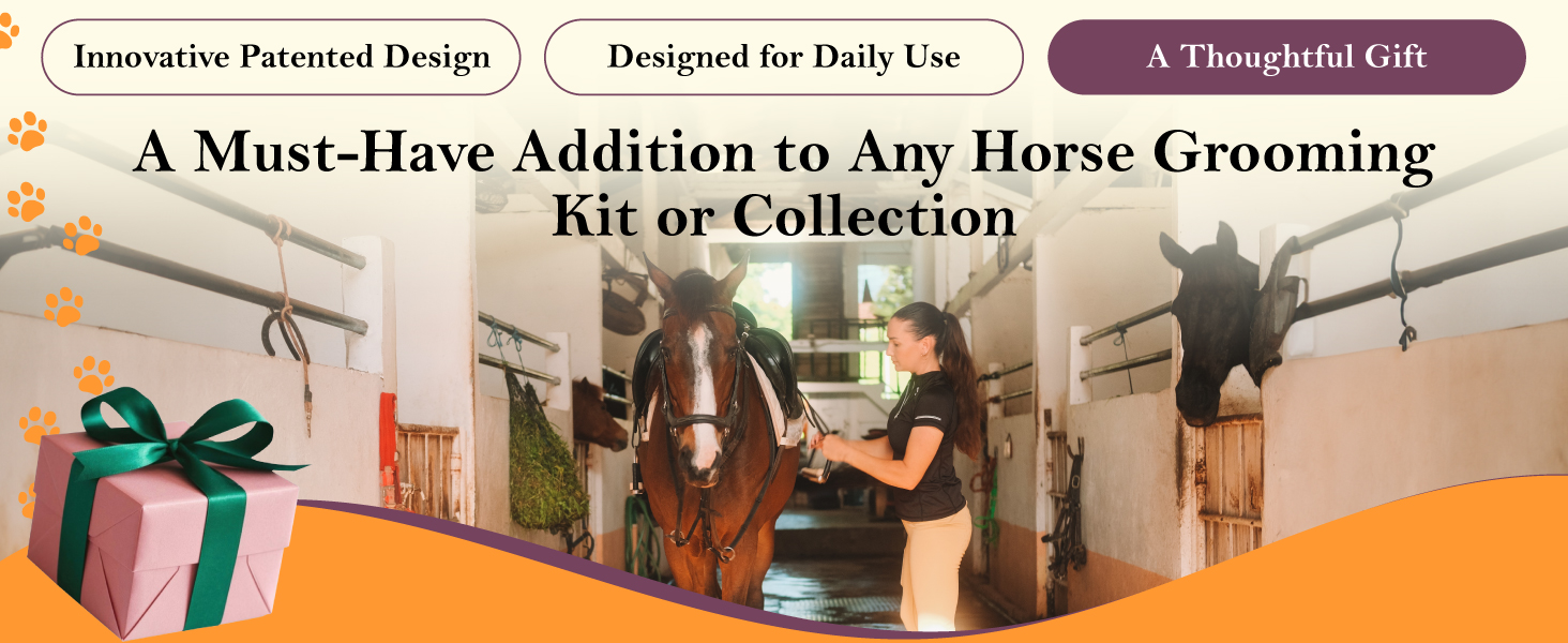 Horse Brush for Shedding Deshedding Grooming Tools Supply All Hair Fur Type Gift Idea Painless Comb