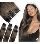 Clip In Hair Extensions Real Human Hair, Extensions for Short Hair, Remy Balayage Highlight Singl...