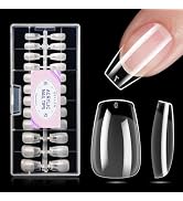 Gellen Short Coffin Nail Tips - 504cs Half Matte Soft Gel Nail Tips Acrylic Pre-shaped Nails Full...