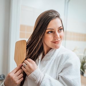 GranNaturals Wooden Bristle Paddle Hair Brush