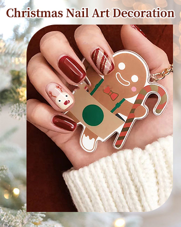 Christmas Red Press on Nails Short Square, Santa Claus Fake Nails