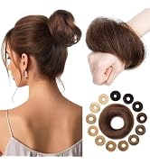 Hairro Human Hair Messy Bun, 100% Real Ponytail Hair Scrunchies, Natural Curly Chignon Fluffy Don...