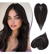 RUWISS Hair Toppers for Women Real Human Hair Lightweight Dark Brown Clip in Hair Piece Fluffy St...
