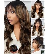 KLAIYI Ombre Brown Loose Body Wave Pre Everything Glueless 13x4 HD Lace Front Human Hair Wig with...