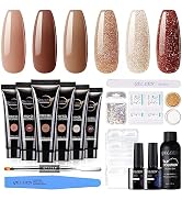 Gellen Poly Nail Extension Gel Kit 6 Colors Poly Nail Gel Kit Fall Autumn Brown Tones Poly Gel Wi...