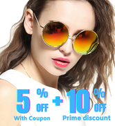 Oversized Round Circle Mirrored Hippie Hipster Sunglasses - Metal Frame Orange