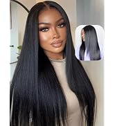 Julia Hair Yaki Straight Pre Cut HD Lace Closure Wigs Human Hair with Elastic Drawstring Glueless...