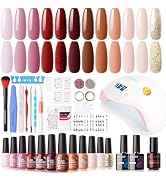 Gellen Gel Nail Polish Kit with U V LED Light 72W Nail Dryer, 12 Gel Nail Colors, No Wipe Top Bas...