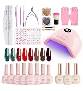 MelodySusie Gel Nail Polish Kit with UV Light P-PLUS30F- Popular Color Gel with Builder and Baser...