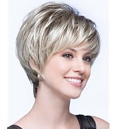 SEVENCOLORS Short Blonde Pixie Cut Wigs for White Women Blonde Mixed Brown Synthetic Wigs Natural...