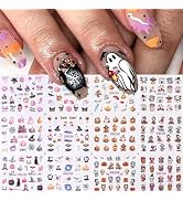 HALLOWEEN SHANRUN - Pumpkin Skull Ghost Nail Decals, Self-Adhesive Nail Tattoo Stickers, 12 in 1 ...