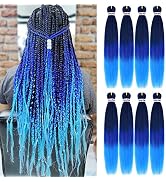 Pre-Stretched Braiding Hair 36 Inch 8 Packs Hot Water Setting Synthetic Hair Crochet Braiding Hai...