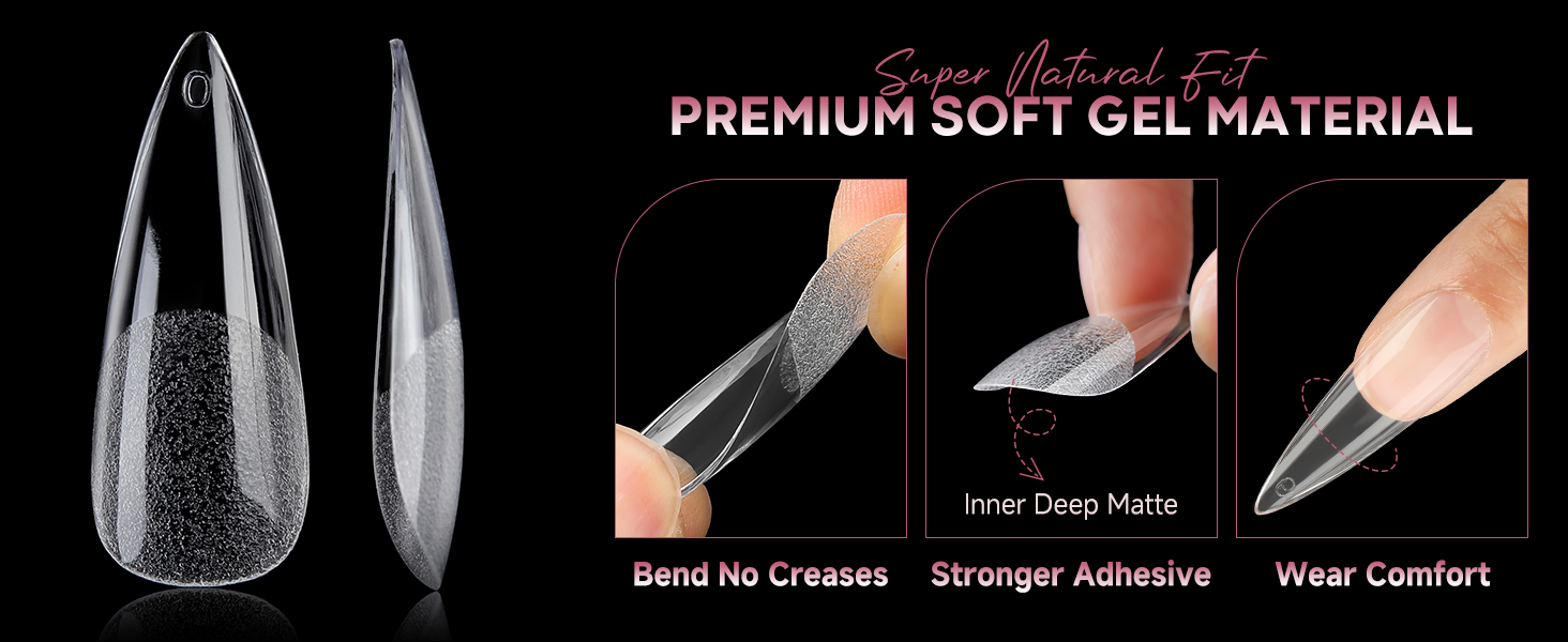 UNA GELLA Long Stiletto Nail Tips 