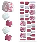 Semi Cured Gel Pedi Strips Glossy Gel Toenail Stickers Semi-Cured Gel Pedicure Strips Long Lastin...