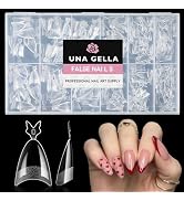 UNA GELLA Almond Gel Nail Tips, 504pcs Medium Almond Nail Tips Half Cover Upgrade Soft Gel Matte ...
