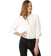 Allegra K Women's Button Down Office Top Long Sleeve Formal Mandarin Collar Shirt