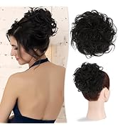 RUWISS Large Messy Bun Hair Piece 100% Human Hair Layered Wavy Curly Hair Buns Hair Piece for Wom...