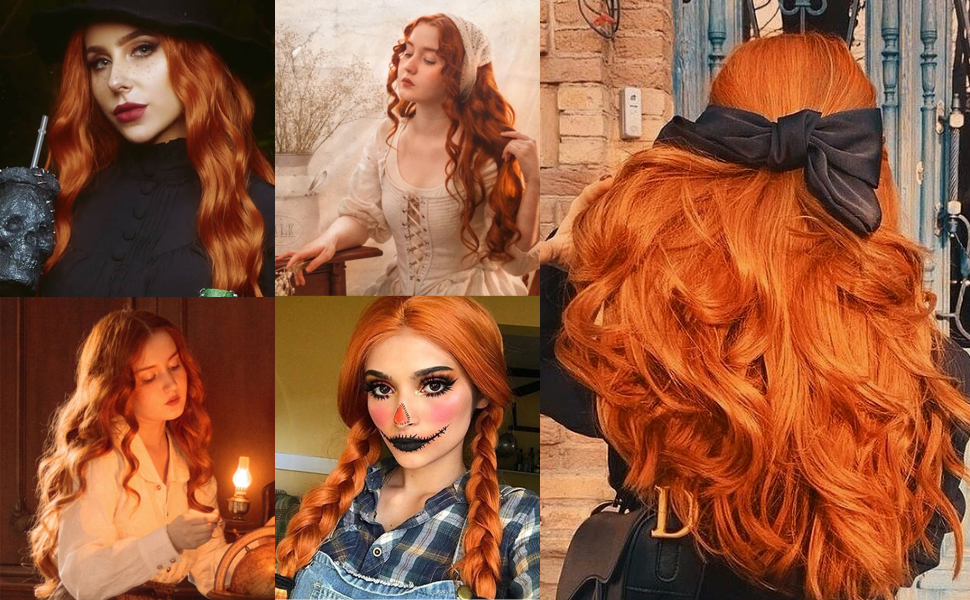 beautiful orange lace front wigs