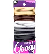 GOODY Ouchless Elastic Hair Tie - 50 Count, Neutral Colors - 2MM for Fine to Medium Hair - Pain-F...