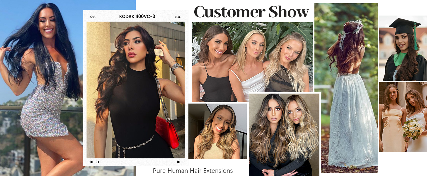 real human hair clip in extensions
