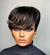 QiaQiaRing Chic Elegent Pixie Cut Human Hair Wigs for Black Women Glueless Short Layered Pixie Wi...
