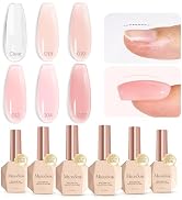 MelodySusie 6pcs Builder Gel Nail Polish Set, Base Colors Jelly Nude Pink Gift for Women