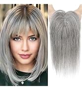 REECHO Hair Toppers for Women Real Human Hair, Hair Toppers with Bangs, Topper Hair Pieces for Wo...