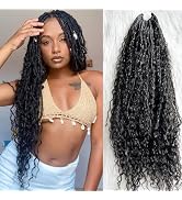 ARUKIHAIR Crochet Boho Box Braids With Human Hair Curls Pre Looped Box Braids With Curly Human Ha...