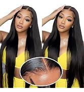 Wear and Go Wigs Glueless Straight Lace Frontal Wigs Human Hair Pre Cut 13x4 HD Lace Front Wigs f...