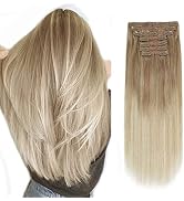 Sixstarhair Remy Hair extensions clip in Human Hair Balayage Hair Clip Extensions Balayage Ash Br...
