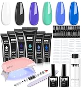 Poly Gel Nail Kit, 6 Poly Nail gel Colors With Nail Lamp, Nail Extension Kit With Slip Solution T...