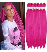 6Pack Pre Stretched Braiding Hot Pink Braid Hair Prestretched Braiding Hair Kanekalon Box Braidin...