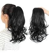 KAVSORAPI 16 Inch Curly Ponytail Hair Extension - Drawstring Synthetic Hairpiece for Women & Girl...