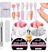 Monja Builder Nail Gel, 7-in-1 Solid Jelly Glue for Acrylic Nails, LED Nail Lamp Hard Gel Builder...