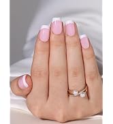 Short Press on Nails - Short Square Fake Nails with Glue, Seenssy Soft Gel Pink Nail Tips, Reusab...