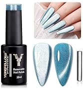 YOKE FELLOW Cat Eye Gel Nail Polish 10ml, Blue Cat Eye Nail Polish Gel Kit with Magnet Soak Off U...