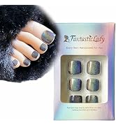 Press on toenails,Fantasticlady Magnetic Square Press On Toenails,Classic Gray Omnipotent Cat Eye...