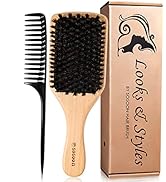 Boar Bristle Hair Brush, 100% Pure Boar Bristle Paddle Brush for Women Men Kids Thin, Fine, Long,...