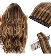 TESSHAIR 5 Clip One Piece Clip in Hair Extensions Real Human Hair 18 Inch Human Hair Clip in Exte...