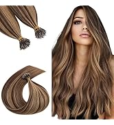 TESSHAIR 16 Inch Nano Bead Hair Extensions Human Hair, Nano Ring Hair Extension 100% Real Human H...