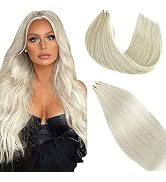 Platinum Blonde Tape in Hair Extensions Human Hair Natural Straight Remy Human Hair Extensions 12...