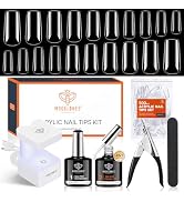 modelones Nail Tips and Glue Gel x Nail Kit- 4-in-One Gel Nail Glue Nail Prep Dehydrator 500Pcs S...