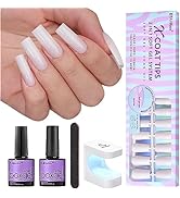Soft Gel Nail Tips and Gl ue Gel Kit - BTArtboxnails Pre-colored Soft Gel Nail Tips Kit, Milky Wh...
